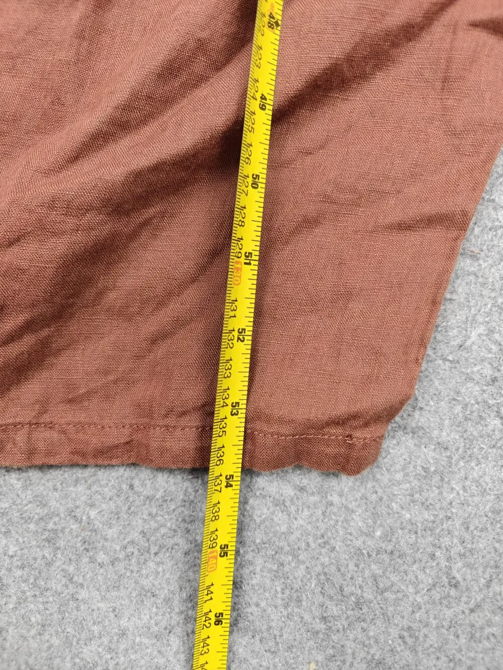 Everlane Jumpsuit Womens 16 Brown Linen Square Neck Sleeveless Wide Leg Pockets